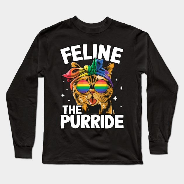 Feline The Purride Cat LGBT Gay Pride LGBTQ+ Long Sleeve T-Shirt by Kuehni